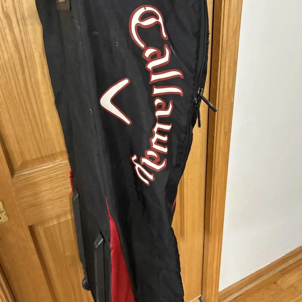 Flaws See Pics! Callaway Golf Travel Bag w Wheels Black Red Club Cover Rolling